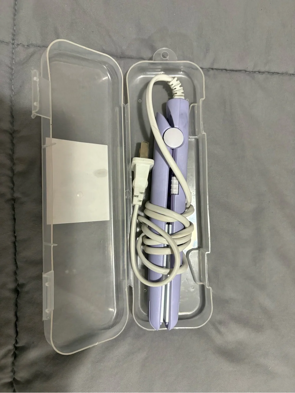 Lilac Mini Hair Straightener with Clear Travel Case